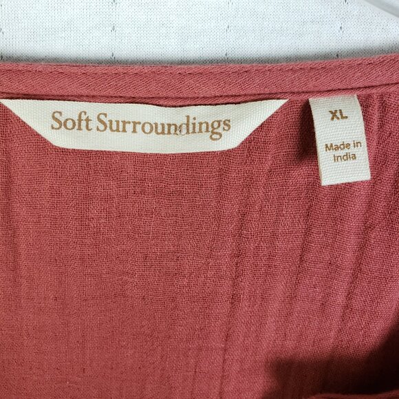 Soft Surroundings Terracotta Floral Long Sleeve Dress - Picture 5 of 16